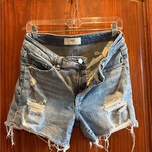 BKE Light Blue Distressed Denim Cutoff Shorts